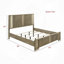 1Pc Bed With LED Light Headboard Solid Wood Rustic Bedroom Furniture-956704225