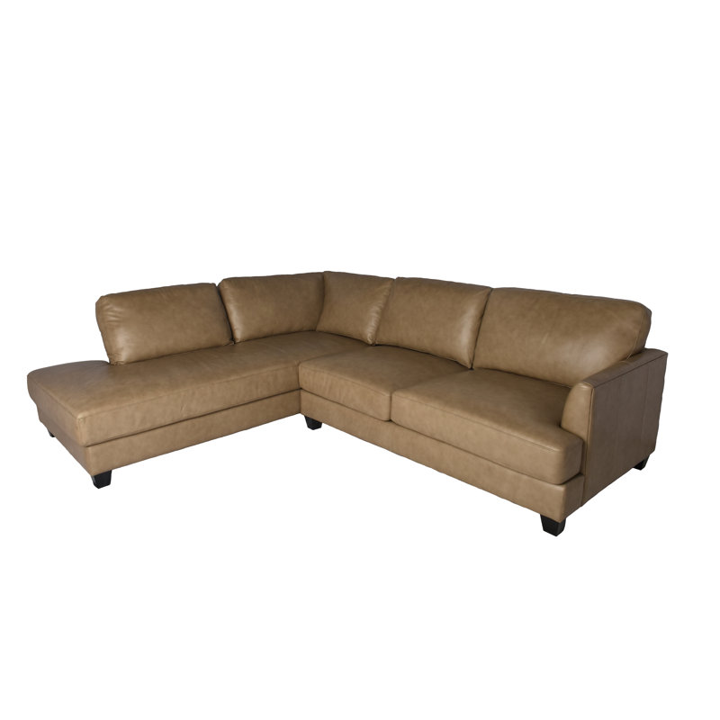 104" Wide Genuine Leather Modular Sofa & Chaise, Right Hand Facing