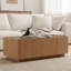 Table basse rectangulaire en bois naturel brun et verre, centre de salon de style moderne Mid-Century