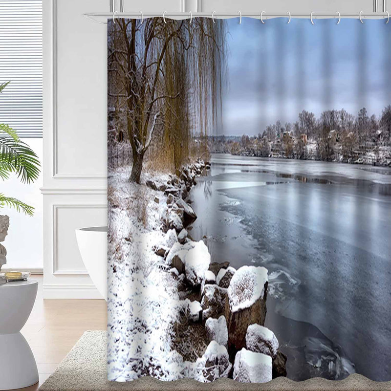 Rideau de douche Winter First Snow River, L 72 po x l 72 po