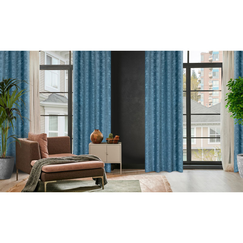 Abinash Blackout Curtains Single Panel, Blue