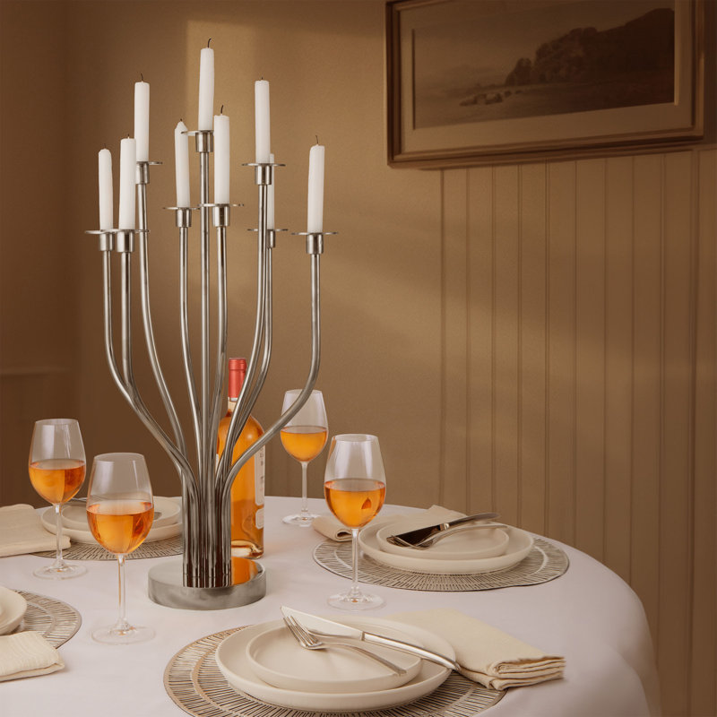 Radiant Tree 24" Stainless Steel Tabletop Candelabra, Stainless