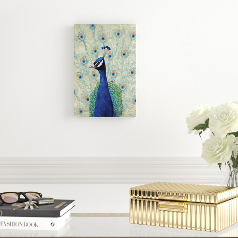 Blue Peacock II by Timothy O' Toole - Painting on Canvas, 30cm H x 20cm W, Wrapped Canvas