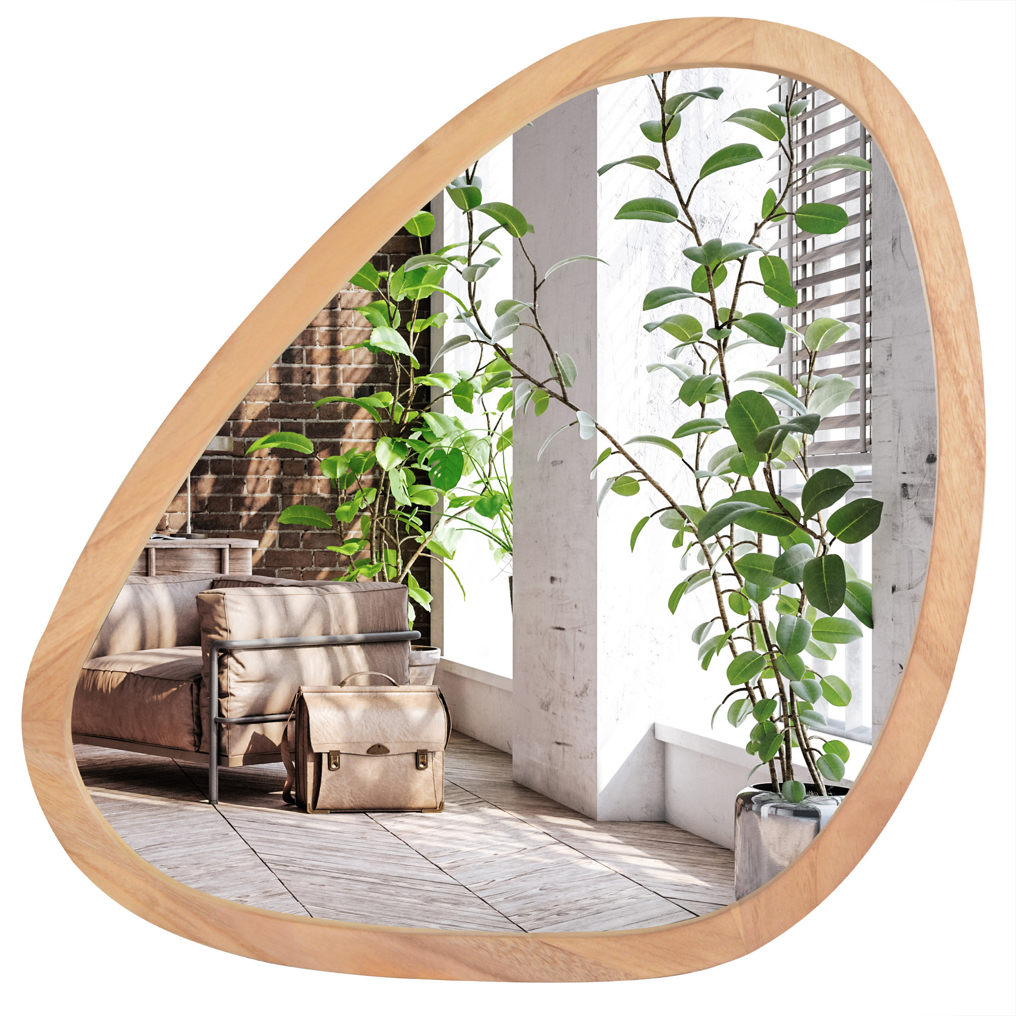 Miroir asymétrique avec LED Illumination Salle de Bain (84x74cm) Lumineux Miroir avec Éclairage