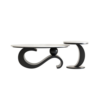 Oval Minimalist Slate Coffee Table Set by Coxambrey