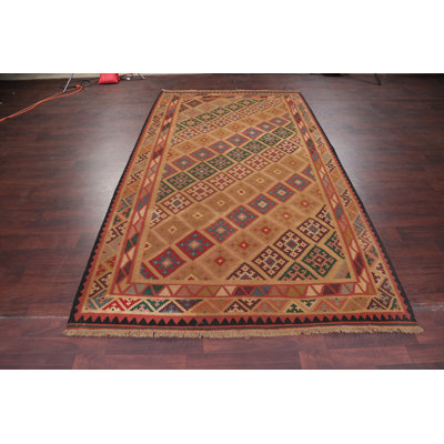 Tapis de zone en laine brun/rouge 5 pi 9 po x 10 pi one-of-kind-noué la main Spillane