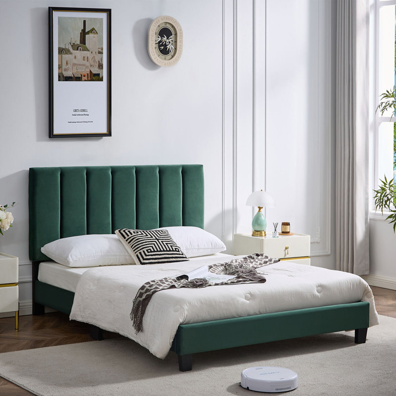 Solid Wood Bed, 162 x 210 cm, Green