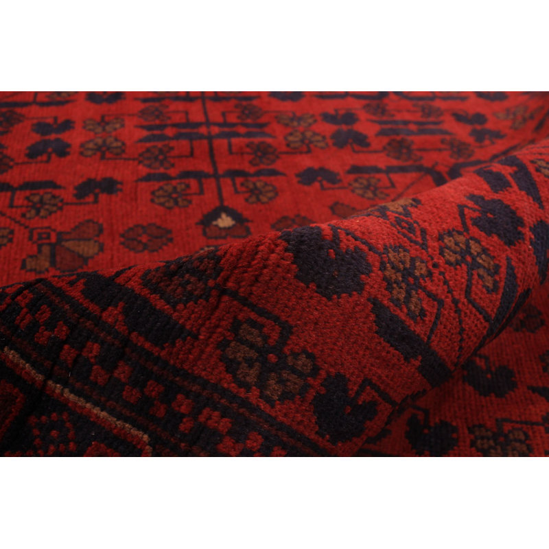 Tapis unique en laine noué à la main style Keisari des années 2010 de 4 pi 11 po x 6 pi 6 po rouge Kandis