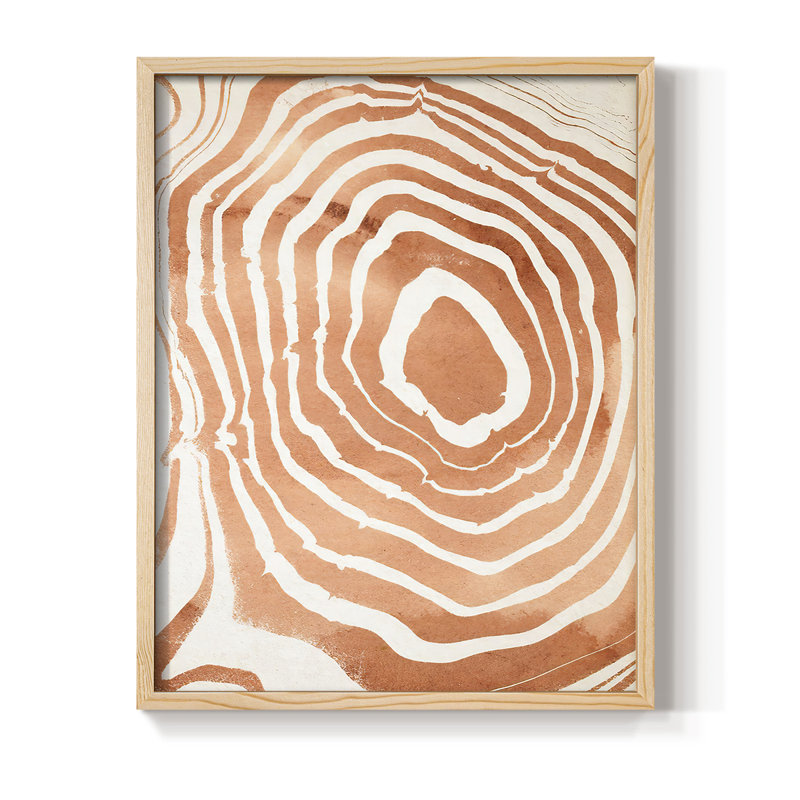 Reproduction encadrée de grain de bois Suminagashi III - bois massif, H 11 po x l 9 po