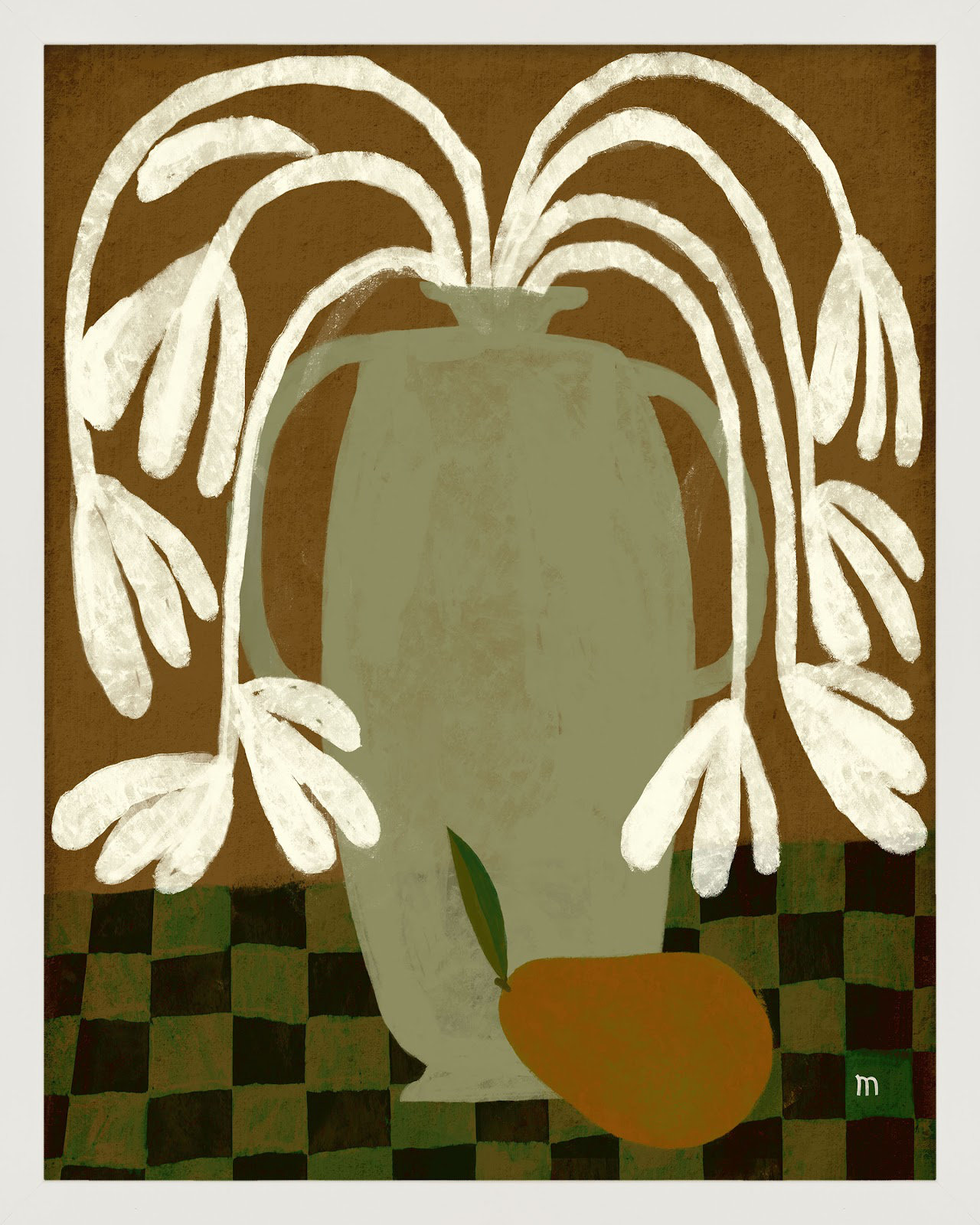 Juliane "Pear" Painting, 20" H x 16" W x 1.25" D, White