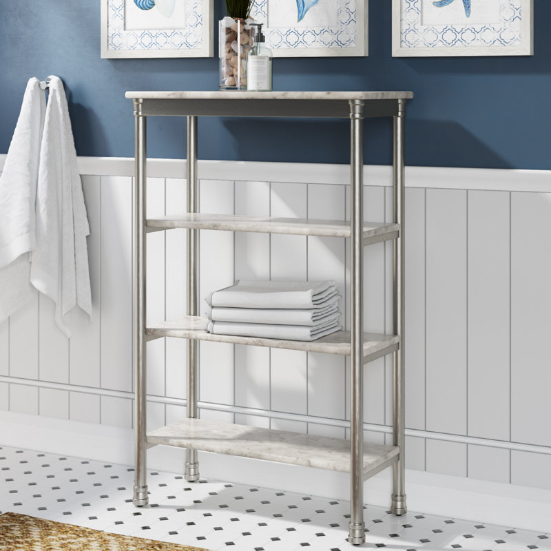 Étagères de salle de bain autoportantes l 24 po x H 38 po x P 11 po Hyeon