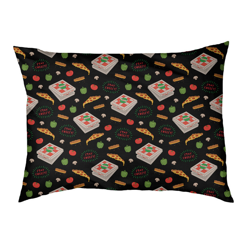 Coussin extérieur pizza Campion, Moyen (L 29,5 po x P19,5 po x H 9,5 po), Noir/Rouge/Vert