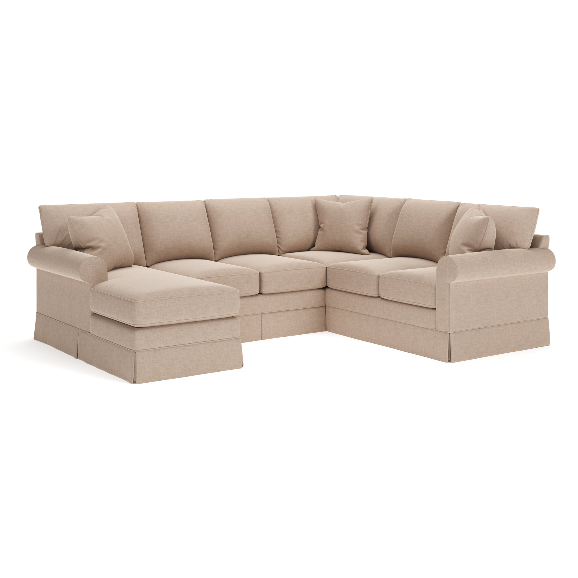 Friedman Upholstered Chaise U-Sectional, Left Hand Facing, Conversation Linen Basketweave
