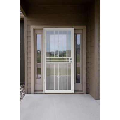 LARSON SoHo 32-in x 81-in Black Steel Universal/Reversible Recessed Mount Tempered Glass Security Door