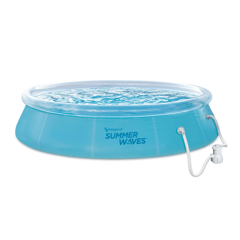 Summer Waves Plastic Round Inflatable Pool 30'' H x 144'' W x 144'' L , with Pump Included