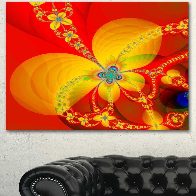 « red yellow color fractal pattern », impression sur toile tendue, H 16 po x l 32 po x P 1 po