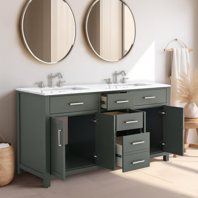 Tremolo 60" Double Bathroom Vanity With Engineered Marble Top