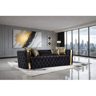 Bellagio Luxe Gold-Accent 3-Piece Living Room Set