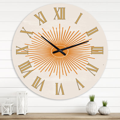 Orange Sun Print II - Modern Wall Clock
