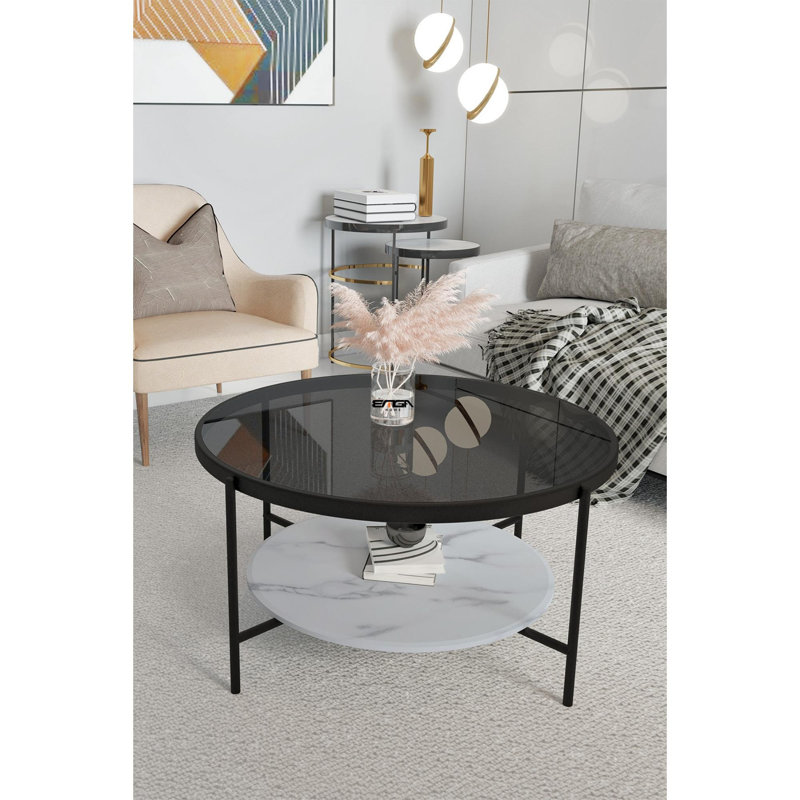 Glorias Coffee Table, Fume/White Marble