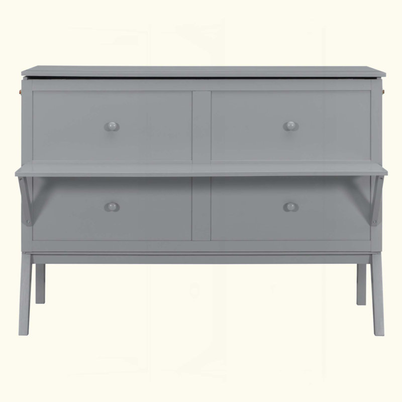 Lit escamotable avec port USB et tablettes amovibles de chaque côté, Gray