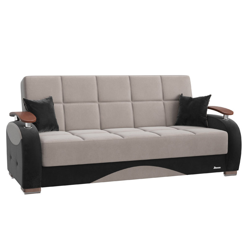 Canapé-lit rembourré convertible avec rangement, Gris