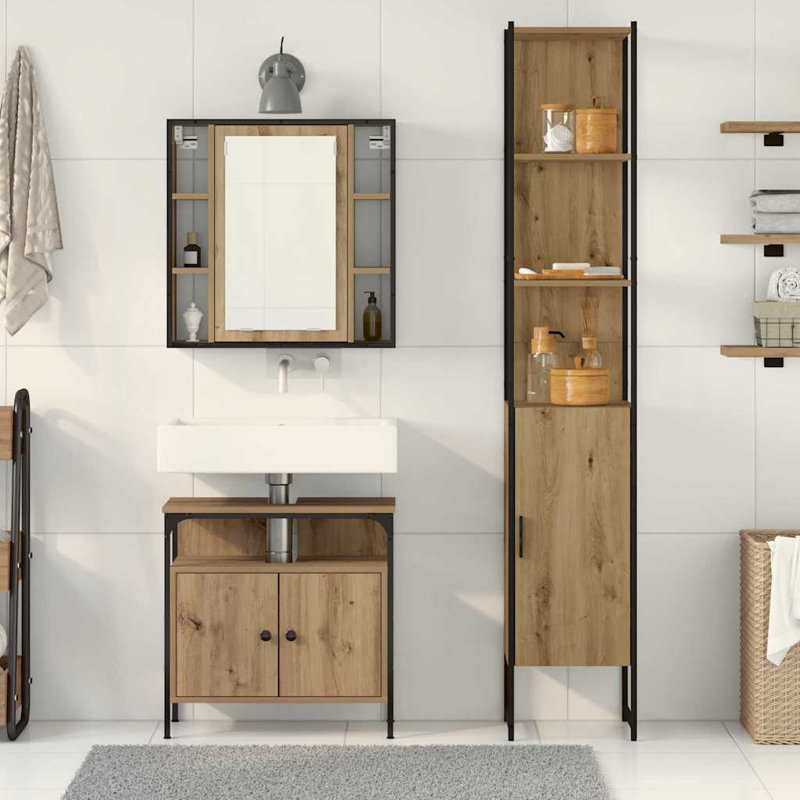 Bathroom Cabinet Set 3 Pcs 33 X 33 X 185.5 Cm, Brown