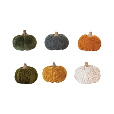 Cotton Blend Pumpkin W Wood Stem
