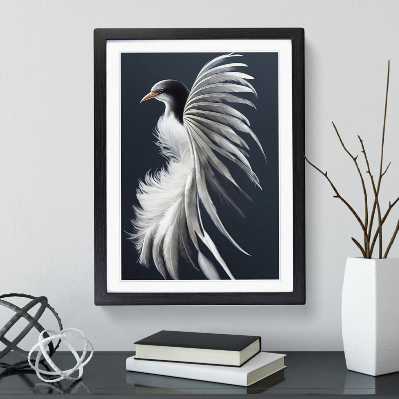 Feathers Of The Bird - Single Picture Frame Print, Black, 64cm H x 46cm W x 2cm D