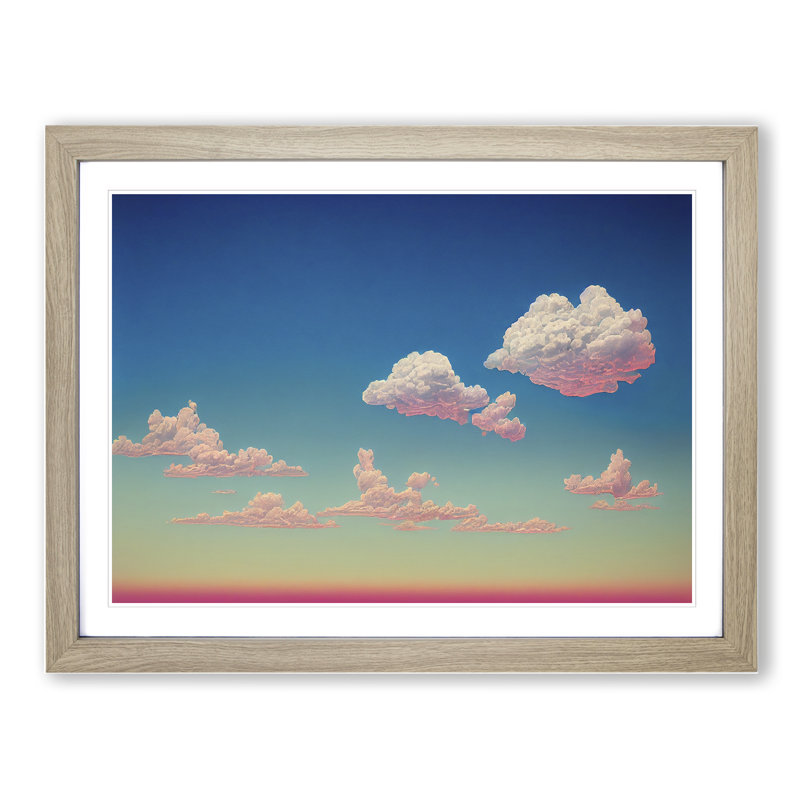 Idyllic Clouds - Single Picture Frame Print, 25cm H x 34cm W, Oak