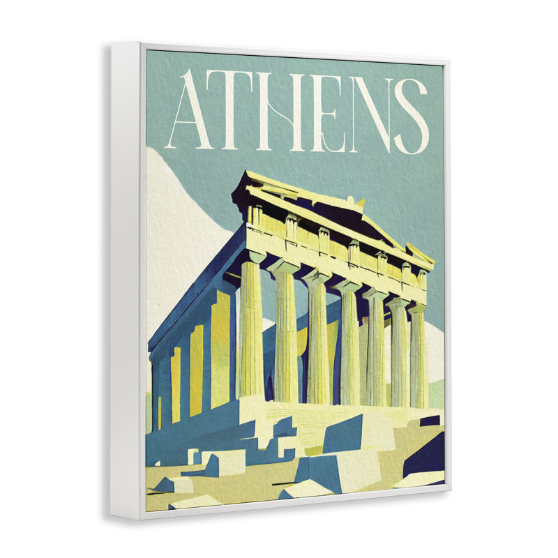 «Athens City Landmark», estampe numérique par Daphne Polselli bg-851, Estampe numérique encadrée blanc bord de mer