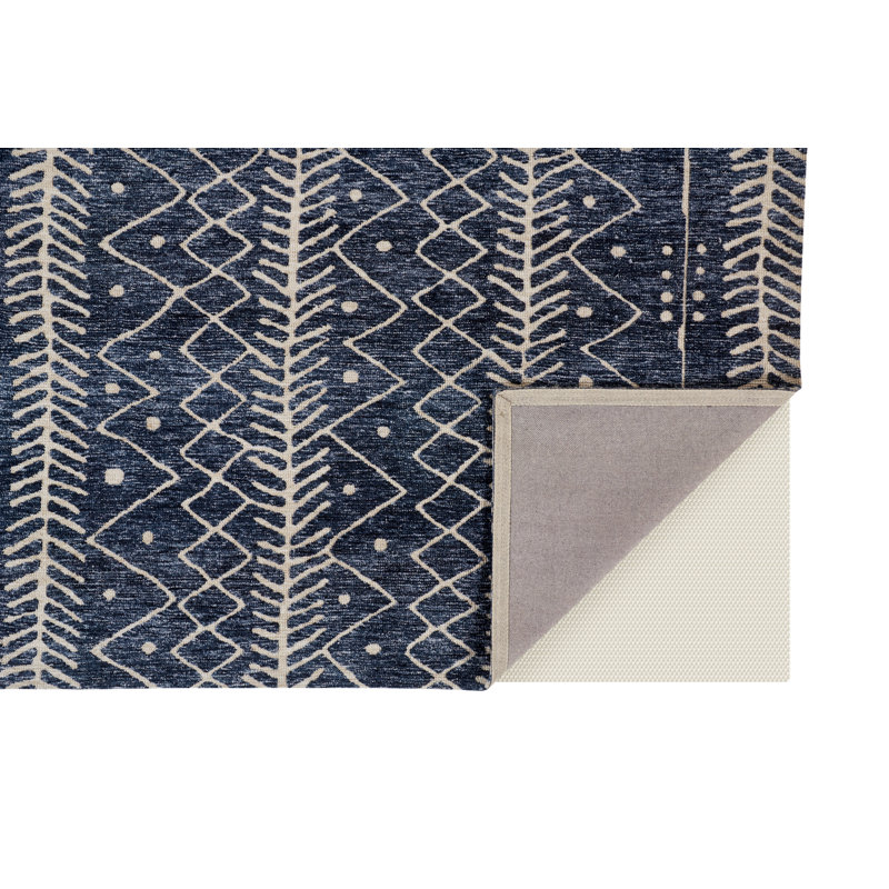 Geometric Power Loom Blue Area Rug, Rectangle 9'6" x 13'6"