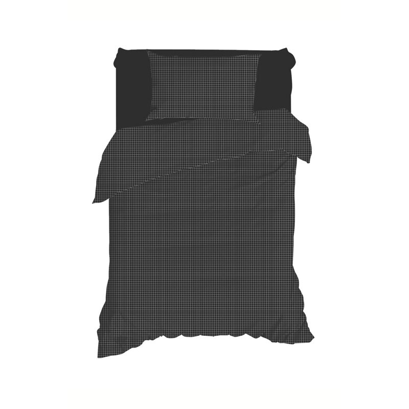 Ensemble de housse de couette noire Dossantos, Housse de couette 59 po x 83 po + 1 taie d'oreille