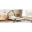 Lit plateforme en métal avec tête de lit en forme de maison