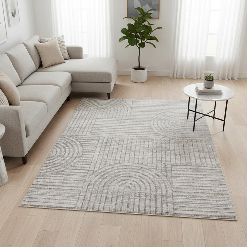 9' X 12' Gray And Ivory Abstract Area Rug