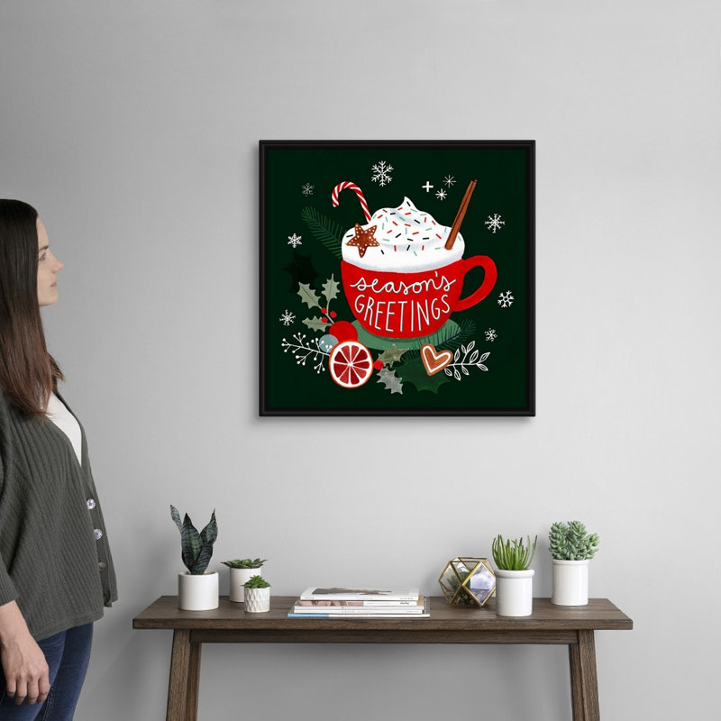 «Christmas Comforts I» par Victoria Borges - reproduction d'art textuel sur toile, H 26 po x l 26 po x P 1,75 po, Cadre noir