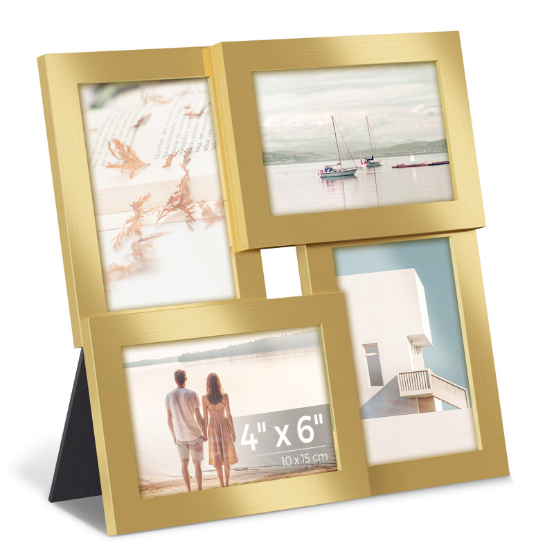 30.5x30.5x2.4cm White Picture Frame - Set of 4, Pale Gold