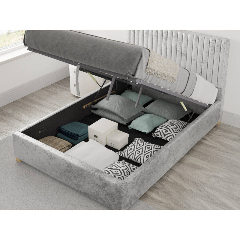 Chevy Upholstered Ottoman Storage Bed, Single (3'), Silver