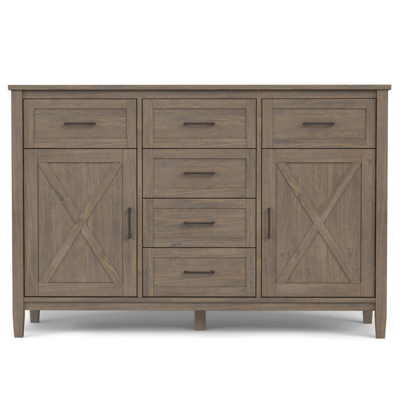 Smoky Brown Solid Wood 54" Transitional Sideboard with Storage