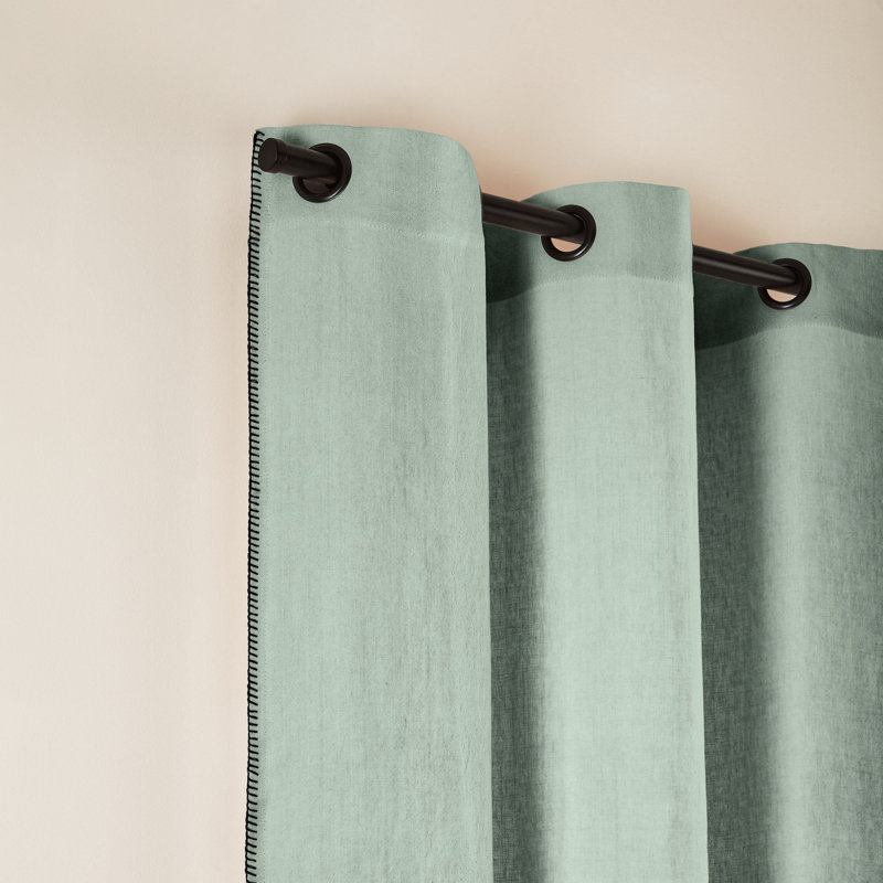 Nino Linen Curtain Single Panel, Blue Green, 135 x 350cm
