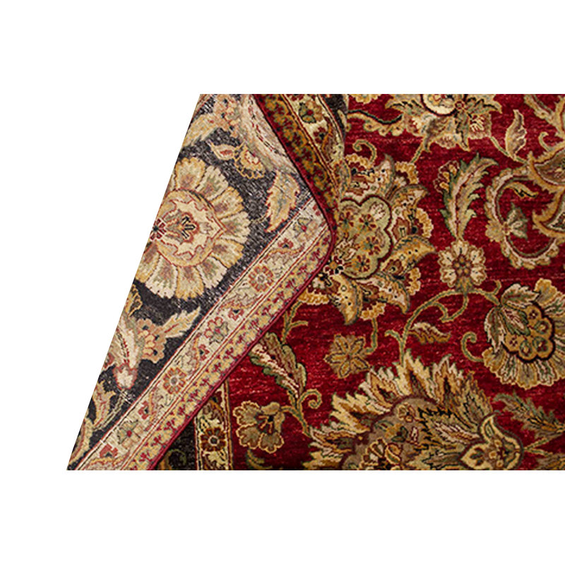 Tapis rouge et brun noué à la main de haute qualité