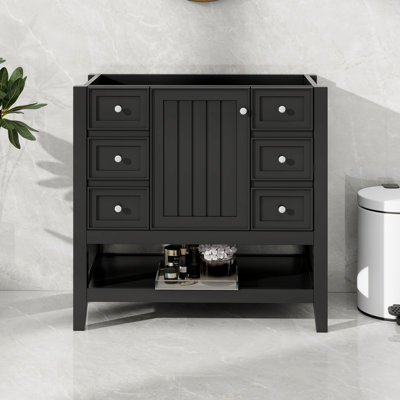 Meuble-lavabo autoportant en bois 36 po sans lavabo 36 po avec armoire et trois tiroirs