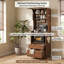 Grande armoire à café avec huche, station de café verticale avec tablette à micro-ondes et organisateur d'épices pour petits espaces