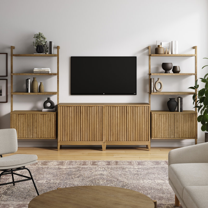 Martinsen Sideboard And Bookcase Set Entertainment Center, Natural