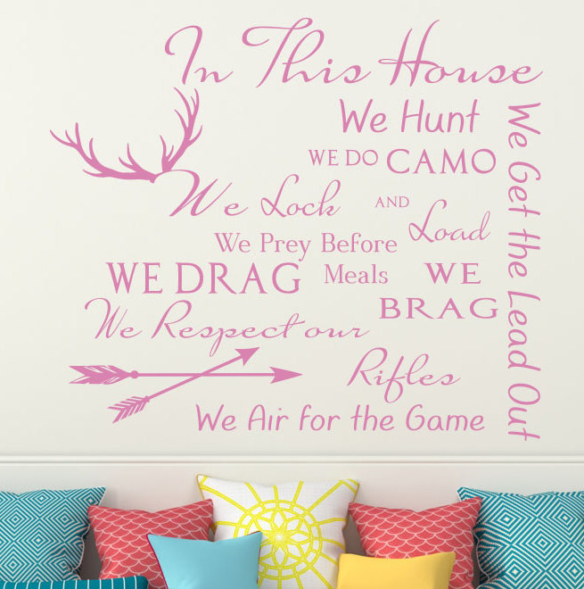 Décalcomanie murale citation règles maison family, Rose tendre