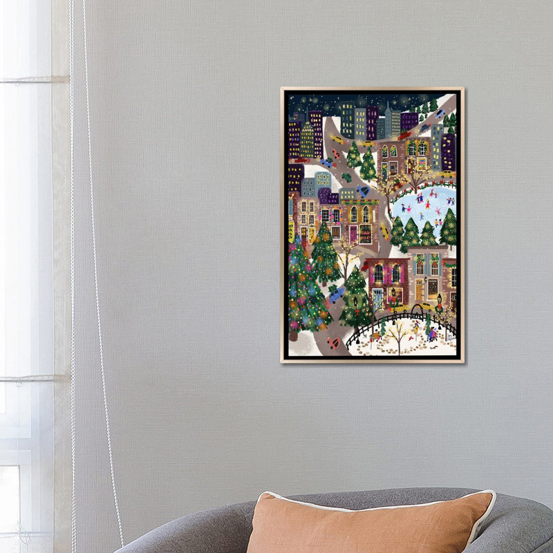 Sparkling City - reproduction d'art murale - toile encadrée, Champagne, Framed Print without Mat, H 26 po x l 18 po