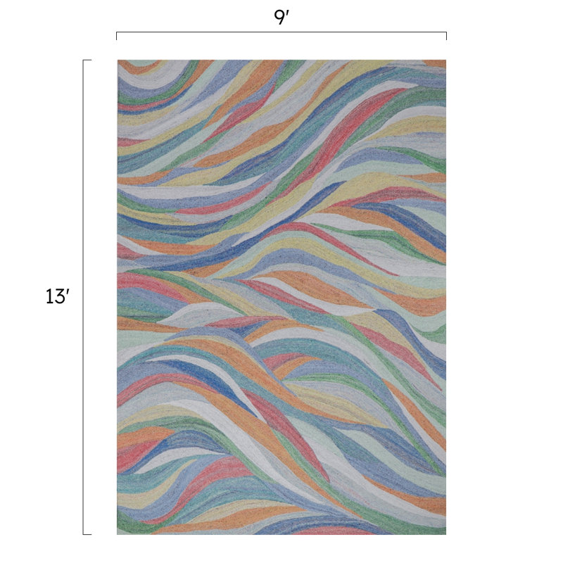 Global Recycled Standard Desertscape Hand-Tufted Indoor/Outdoor Rug Multicolor, Rectangle 9' x 13'