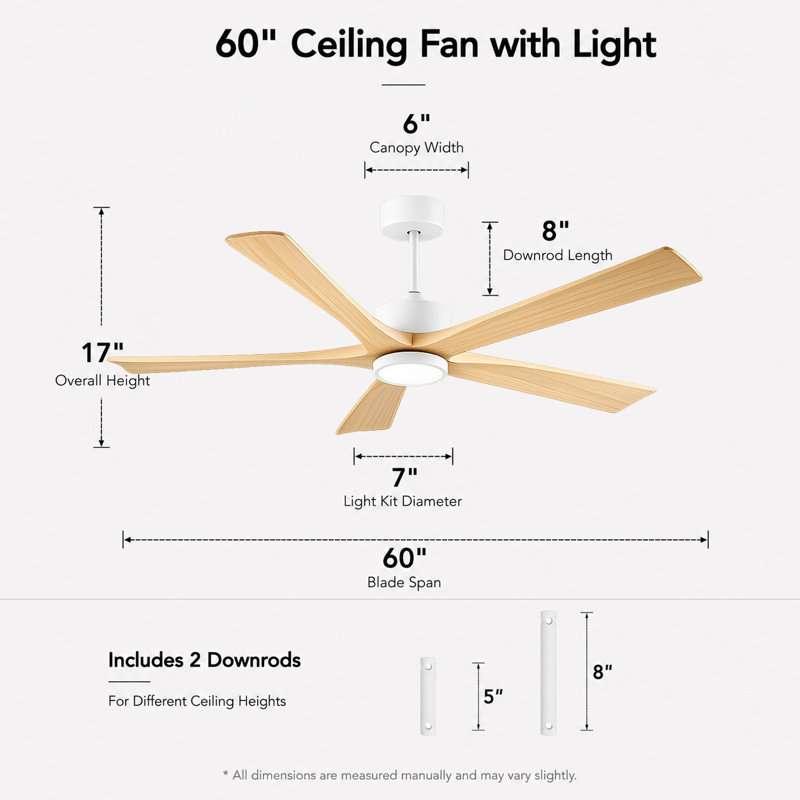 Ventilateur de plafond 60 pouces avec lumière