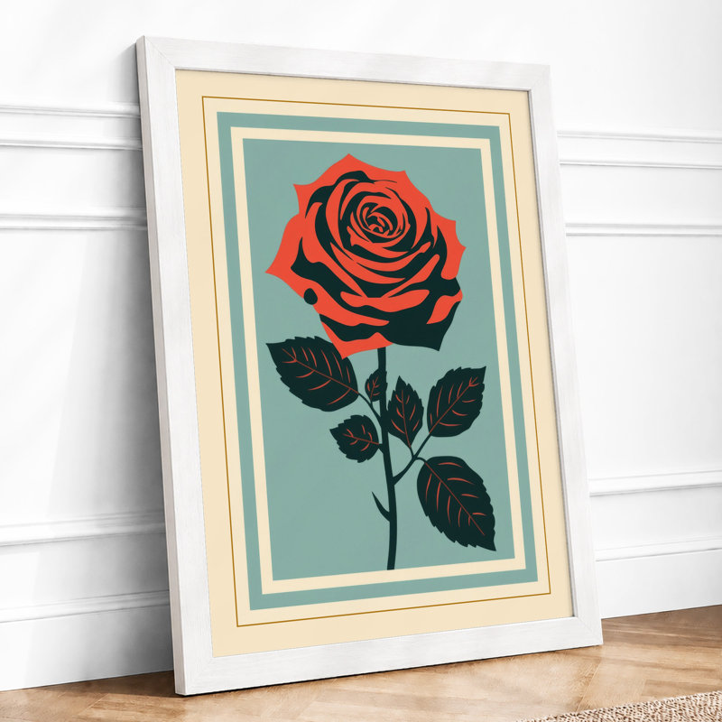 Single Stem In Red Botanical - Print, A3 - 42.0 x 29.7 cm, White