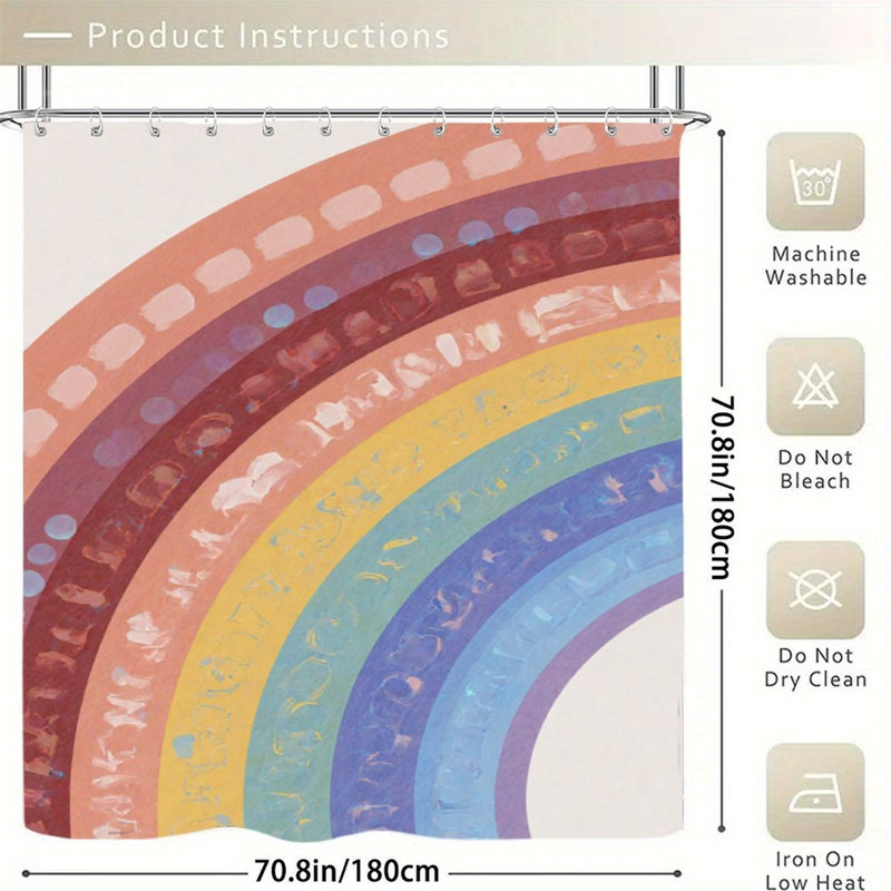 Rideaux de douche à rayures arc-en-ciel pour salle de bain, 71 po x 71 po
